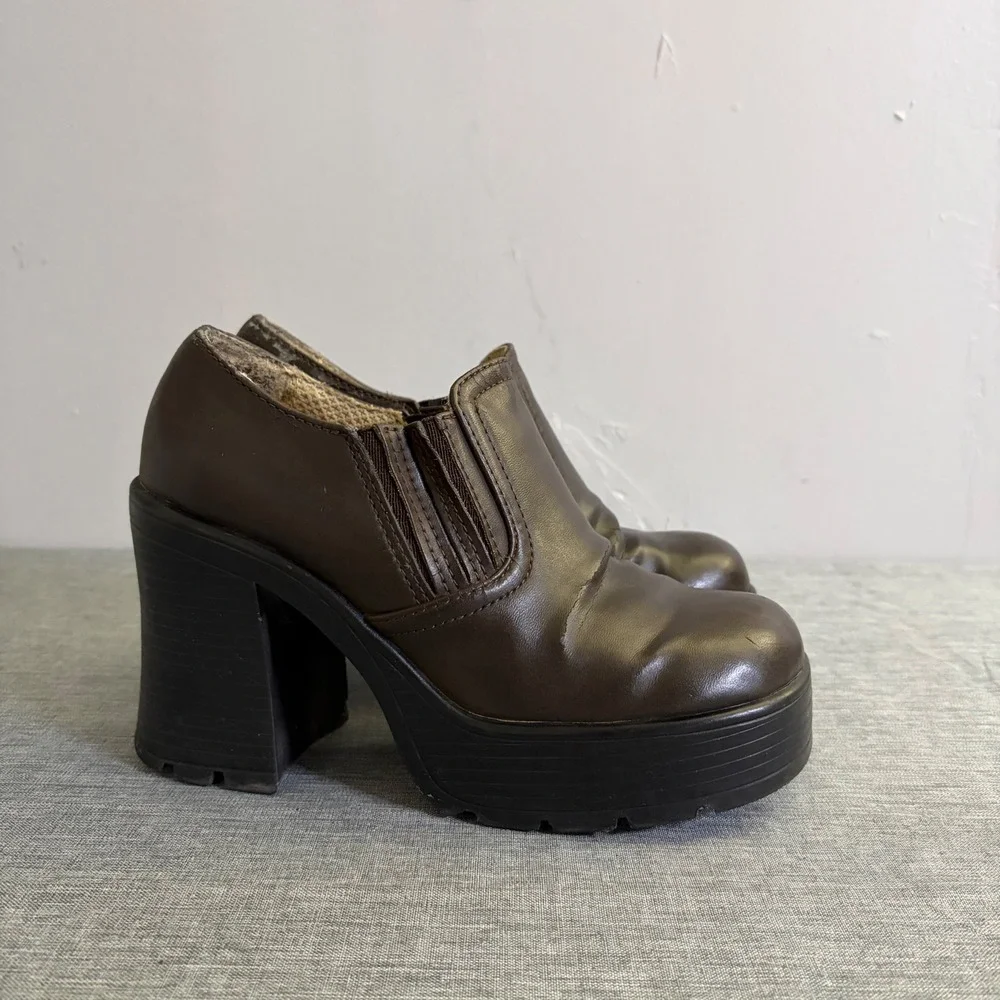 Lower East‎ Side Platform Loafers Womens 5.5 Brown Y2K Chunky Grunge Lug Sole